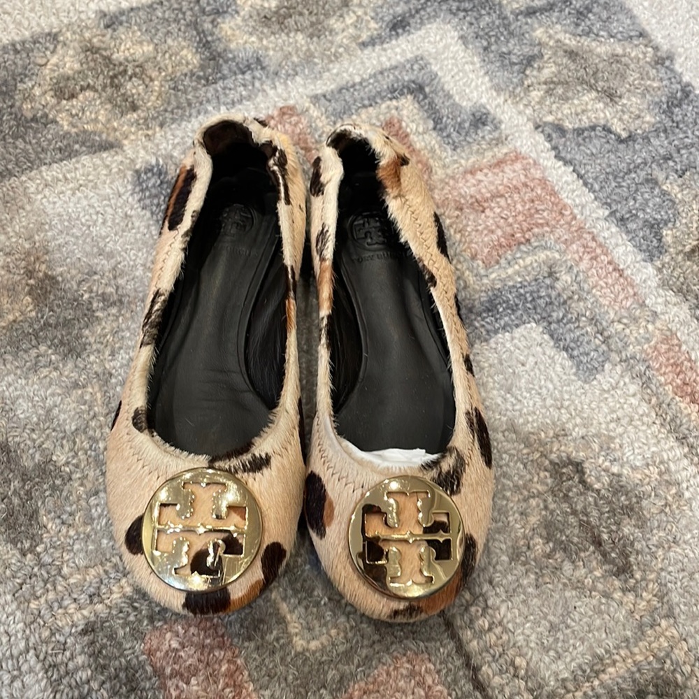Tory Burch kids reva leopard calf hair gold hardware